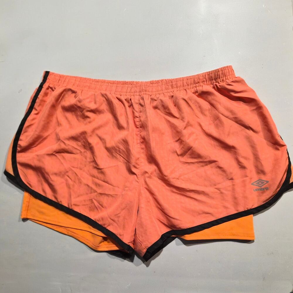 Umbro XL Orange Running Shorts 2-in-1 Compression Liner Layered Women's